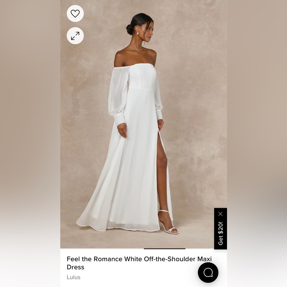 Lulus Feel the Romance White Off the Shoulder Maxi Dress